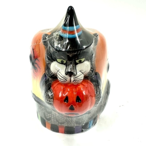 Fitz And Floyd Halloween Essentials Kitty Witches Candle Cat Pumpkin Spider NEW - Picture 3 of 9